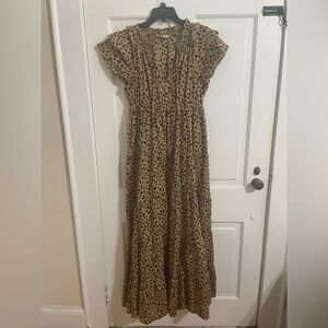 Crown & Ivy Tan and Black Animal Print Maxi Dress